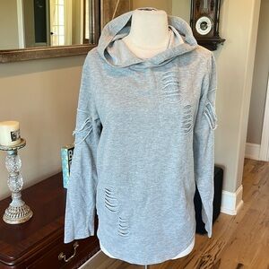Comfy Oversized Gray Hoodie Long Top Womens Small